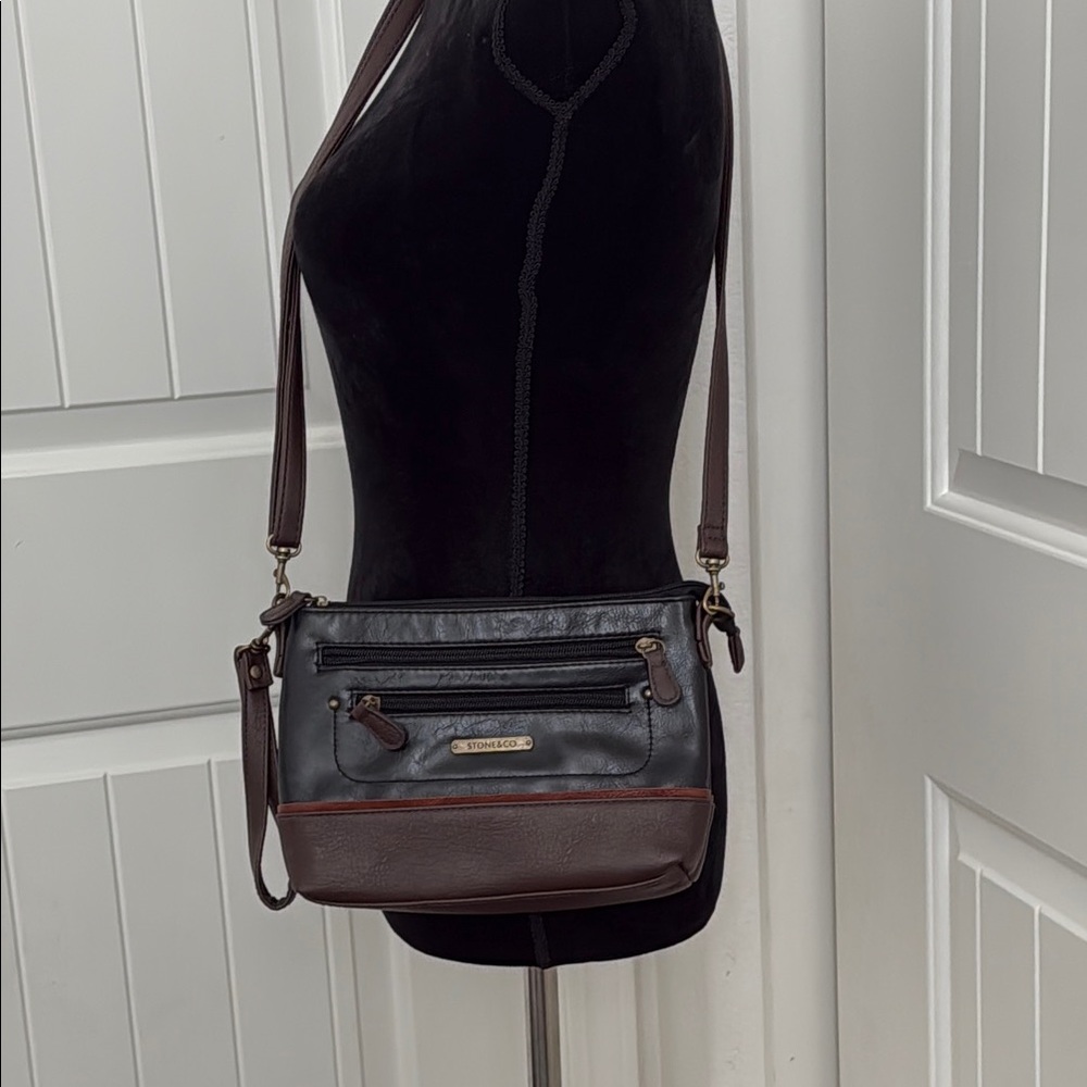 Stone & Co. Black‎ and Brown Crossbody Bag